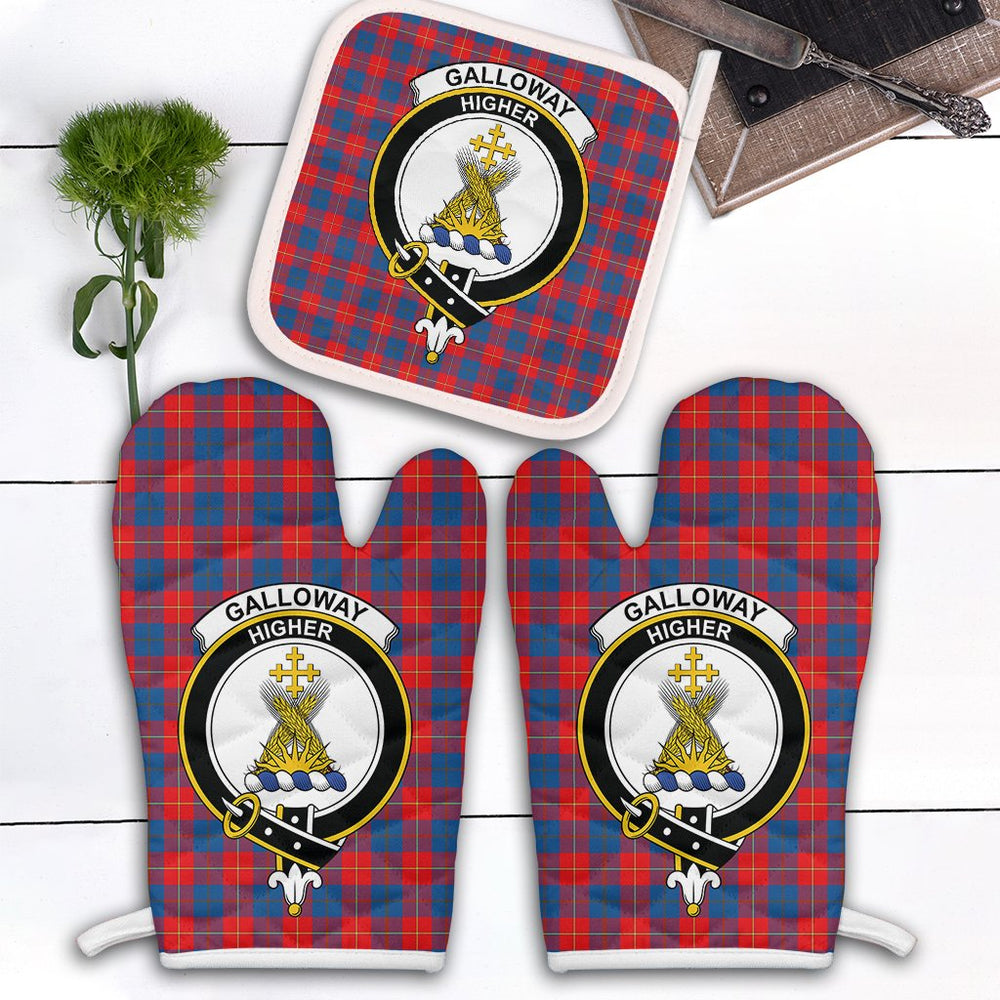 Clan Galloway Red Tartan Crest Oven Mitt And Pot Holder (2 Oven Mitts + 1 Pot Holder) LJ23 Clan Galloway Tartan Today   