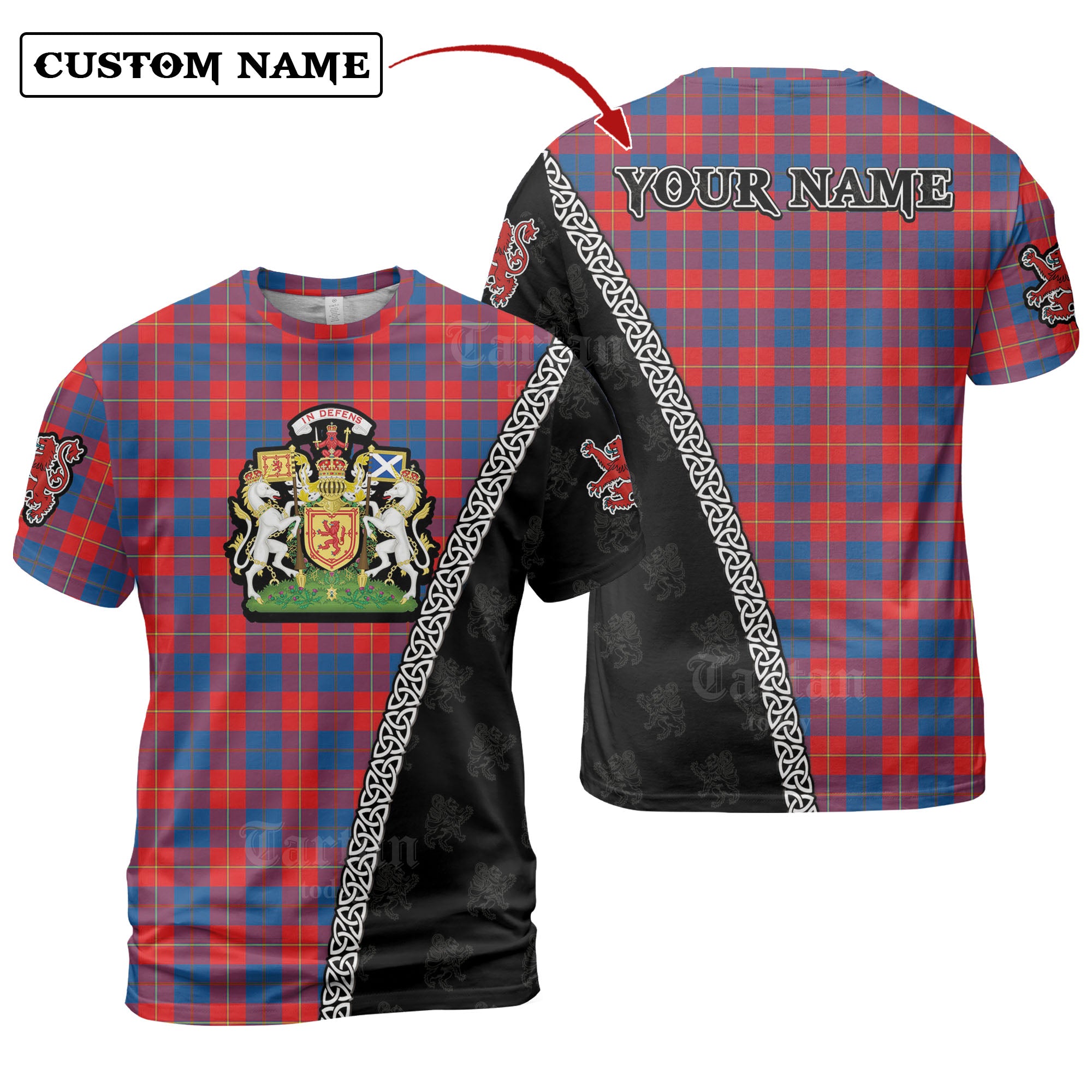 Galloway Red Tartan Shirt with Scotland Coat of Arms & Custom Name NR71