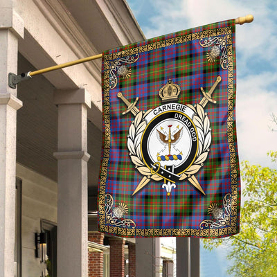 Clan Carnegie Ancient Tartan Crest Garden Flag - Celtic Thistle VF65