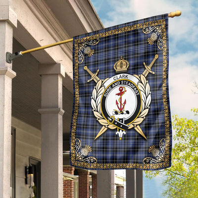Clan Clark Modern Tartan Crest Garden Flag - Celtic Thistle XM44