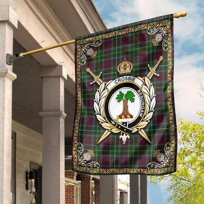 Clan Crosbie (or Crosby) Tartan Crest Garden Flag - Celtic Thistle