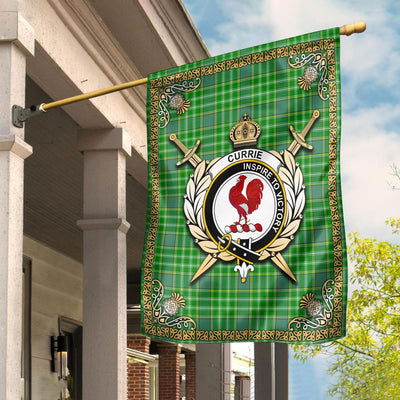 Clan Currie or Curry Tartan Crest Garden Flag - Celtic Thistle