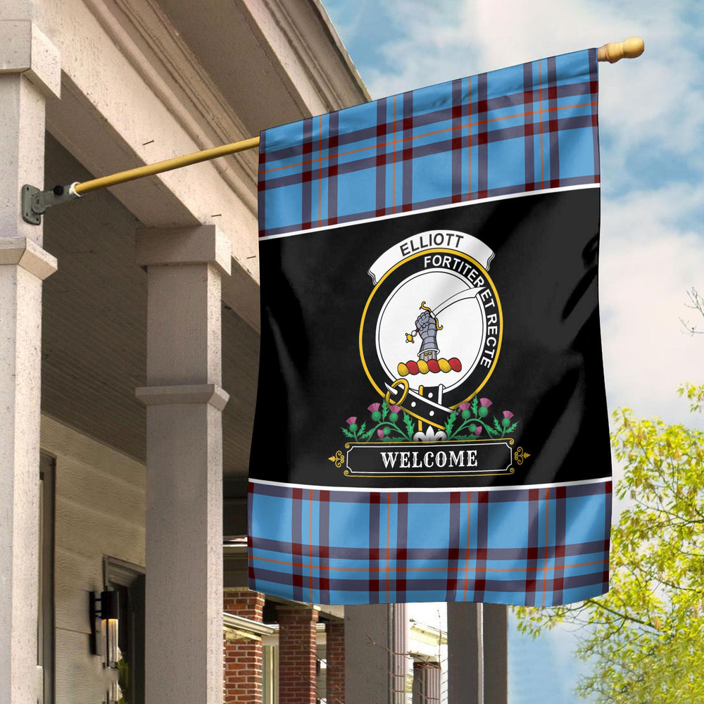 Clan Elliott Ancient Tartan Crest Garden Flag  - Welcome  DG40 Clan Elliot Tartan Today   