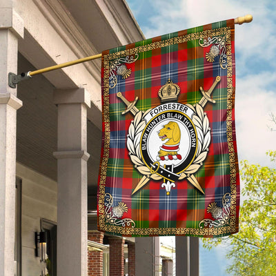 Clan Forrester Tartan Crest Garden Flag - Celtic Thistle FV44