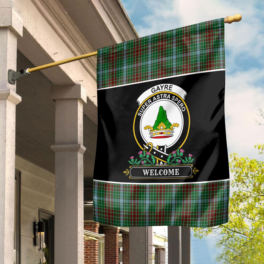 Clan Gayre Tartan Crest Garden Flag  - Welcome  ZE59 Clan Gayre Tartan Today   