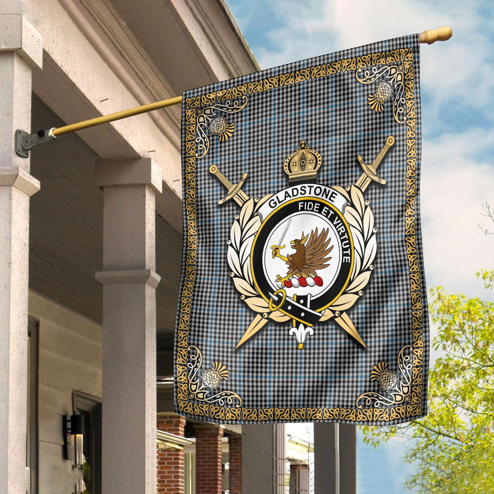 Clan Gladstone Tartan Crest Garden Flag  - Celtic Thistle  LJ49 Clan Garden Tartan Today   