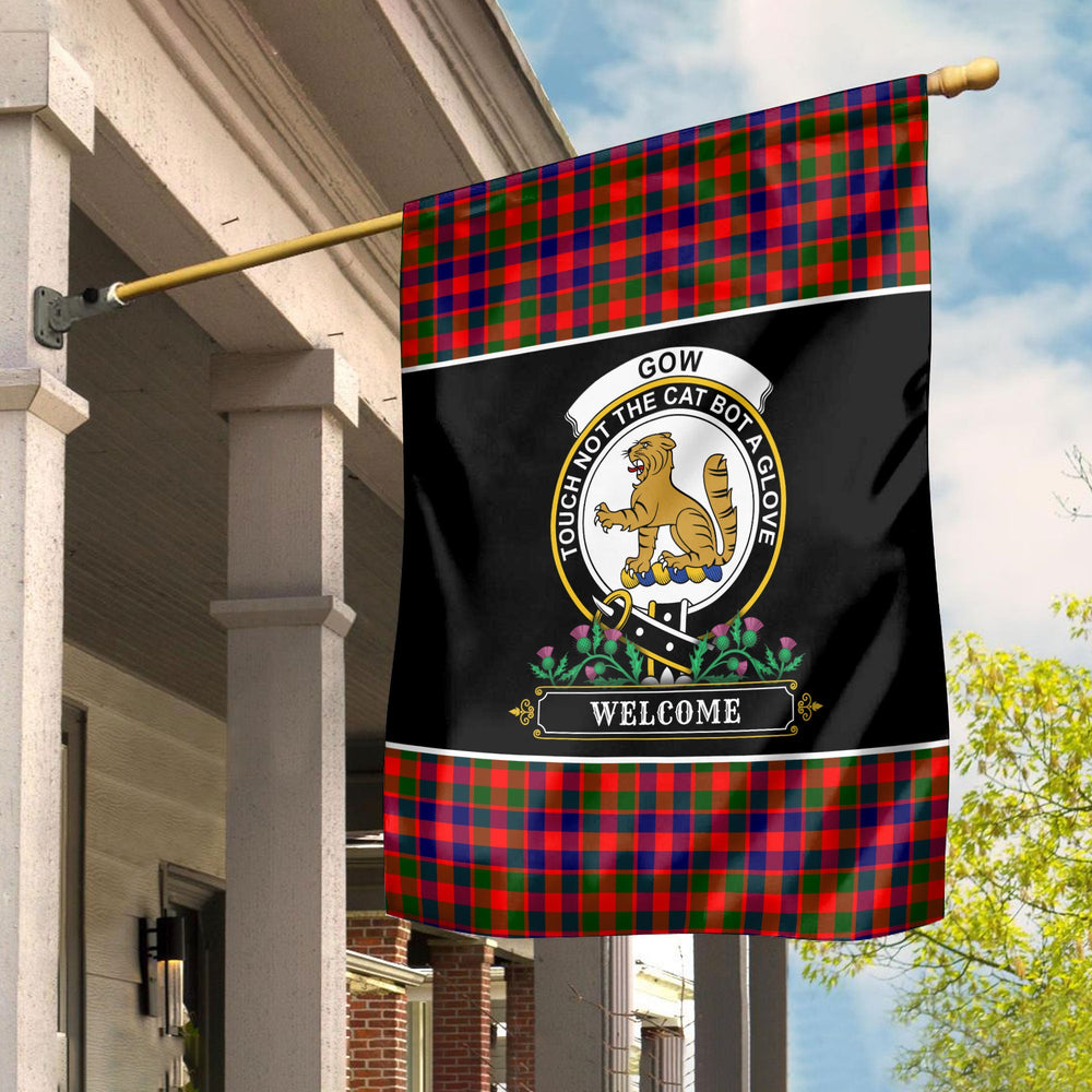 Clan Gow (or McGouan) Tartan Crest Garden Flag  - Welcome  XR72 Clan Gow Tartan Today   