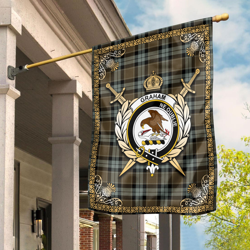 Clan Graham of Menteith Weathered Tartan Crest Garden Flag  - Celtic Thistle  KE76 Clan Graham Tartan Today   