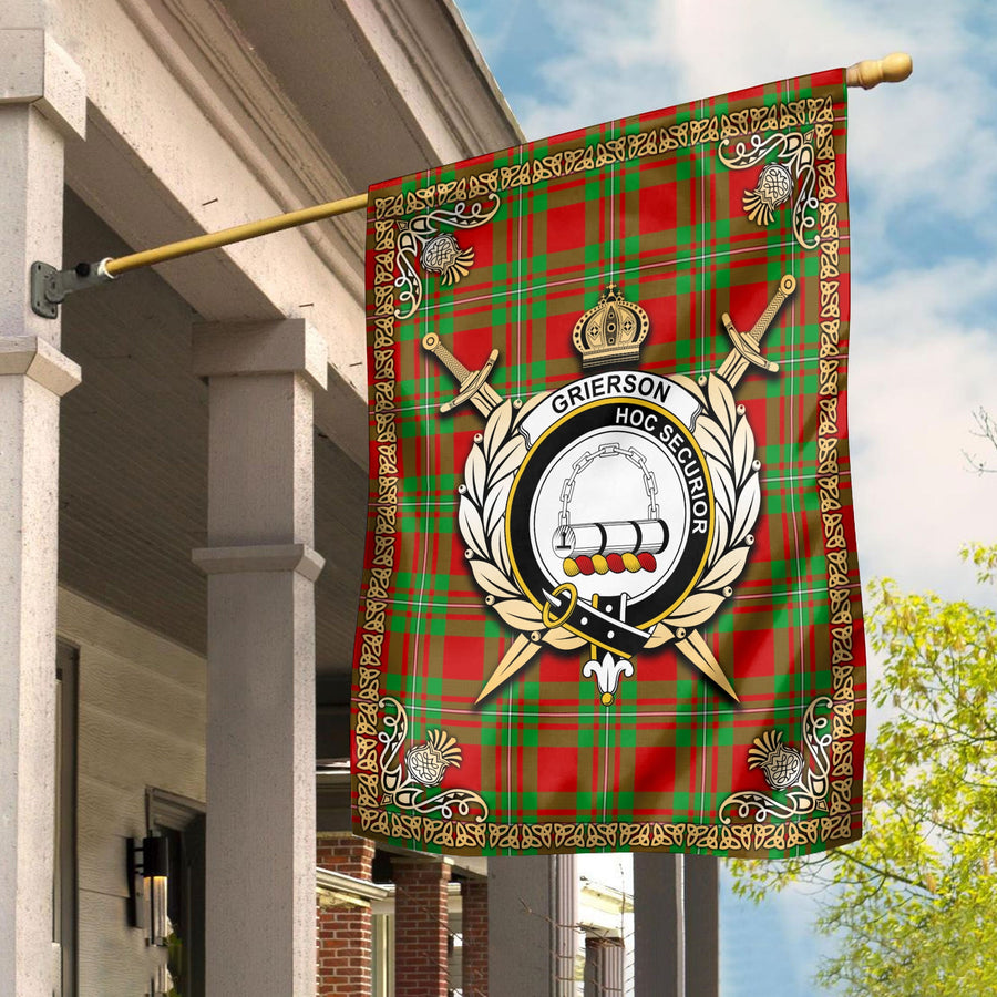 Clan Grierson Tartan Crest Garden Flag
