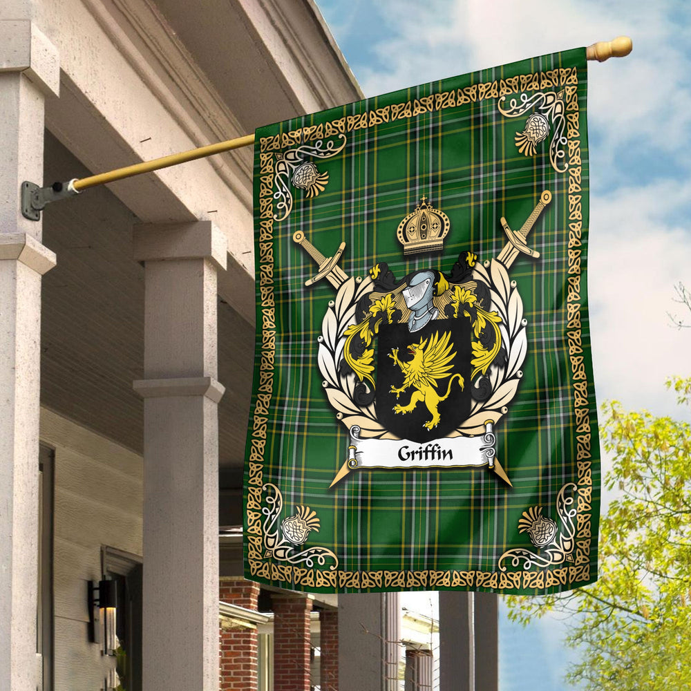 Clan Griffin Tartan Crest Garden Flag  - Celtic Thistle  RO50 Clan Garden Tartan Today   