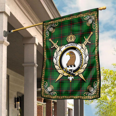 Clan Halkett Tartan Crest Garden Flag - Celtic Thistle
