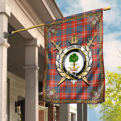Clan Hamilton Ancient Tartan Crest Garden Flag - Celtic Thistle KJ96