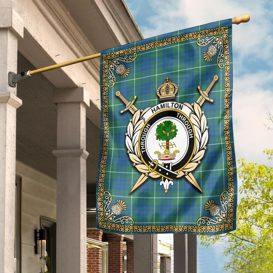 Clan Hamilton Hunting Ancient Tartan Crest Garden Flag  - Celtic Thistle  OO49 Clan Hamilton Tartan Today   