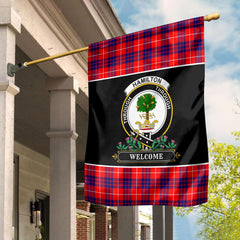 Clan Hamilton Modern Tartan Crest Garden Flag  - Welcome  XL99 Clan Hamilton Tartan Today   