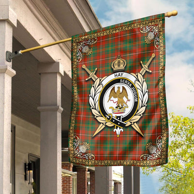Clan Hay Ancient Tartan Crest Garden Flag - Celtic Thistle XQ45