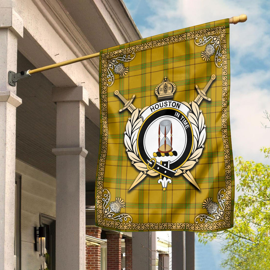 Clan Houston Tartan Crest Garden Flag