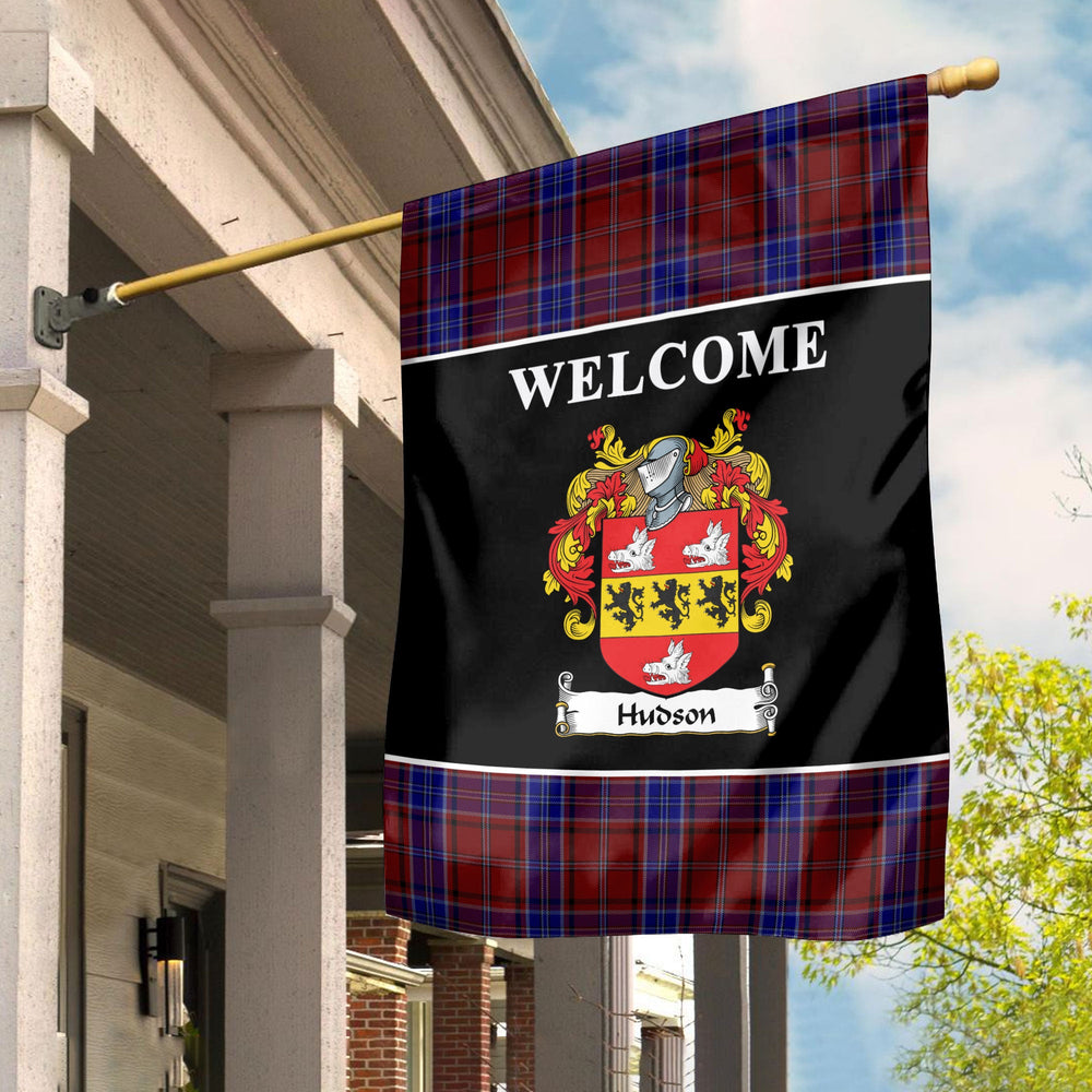 Clan Hudson Tartan Crest Black Garden Flag FM44 Clan Garden Tartan Today   