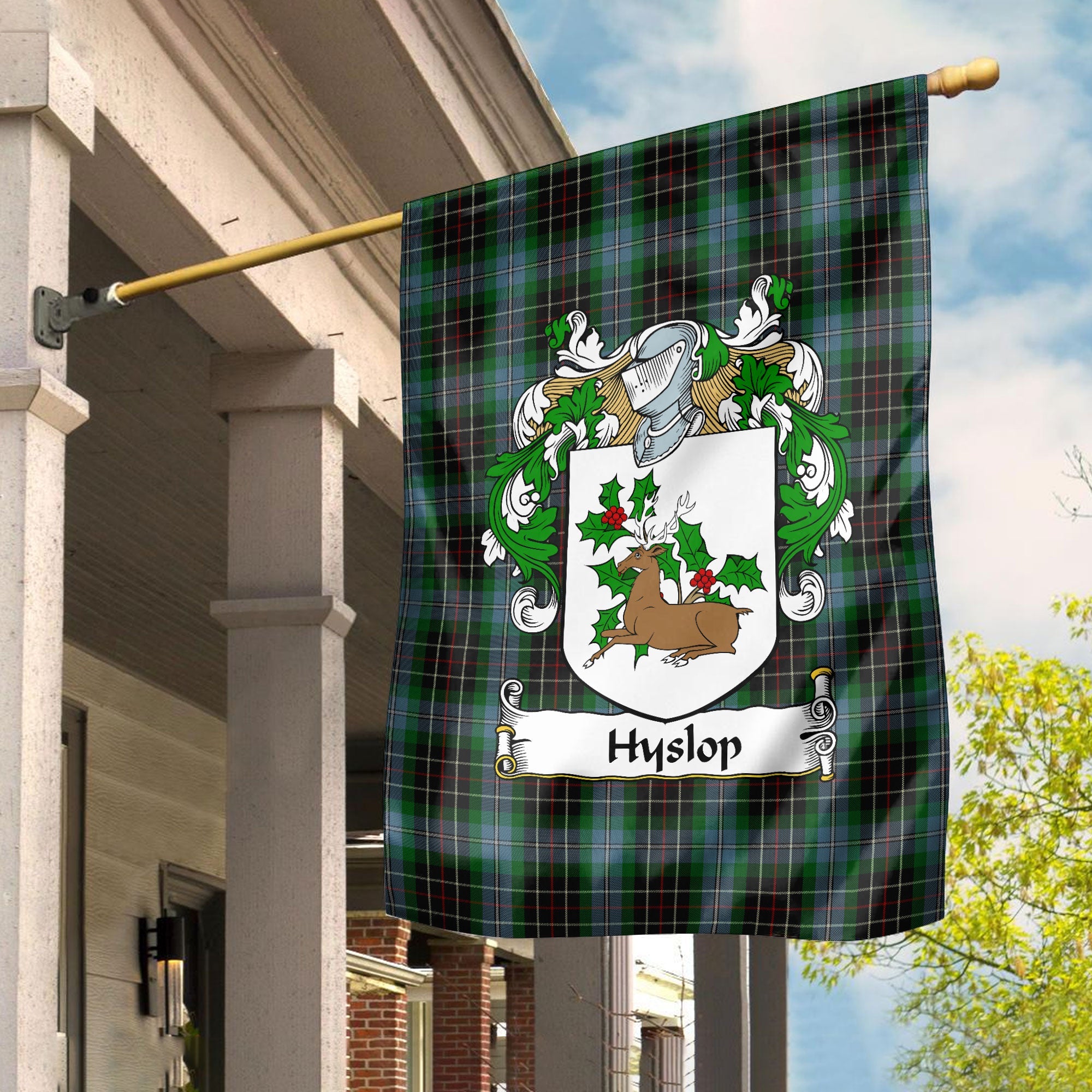 Clan Hyslop Tartan Crest Garden Flag WI34 Clan Garden Tartan Today   