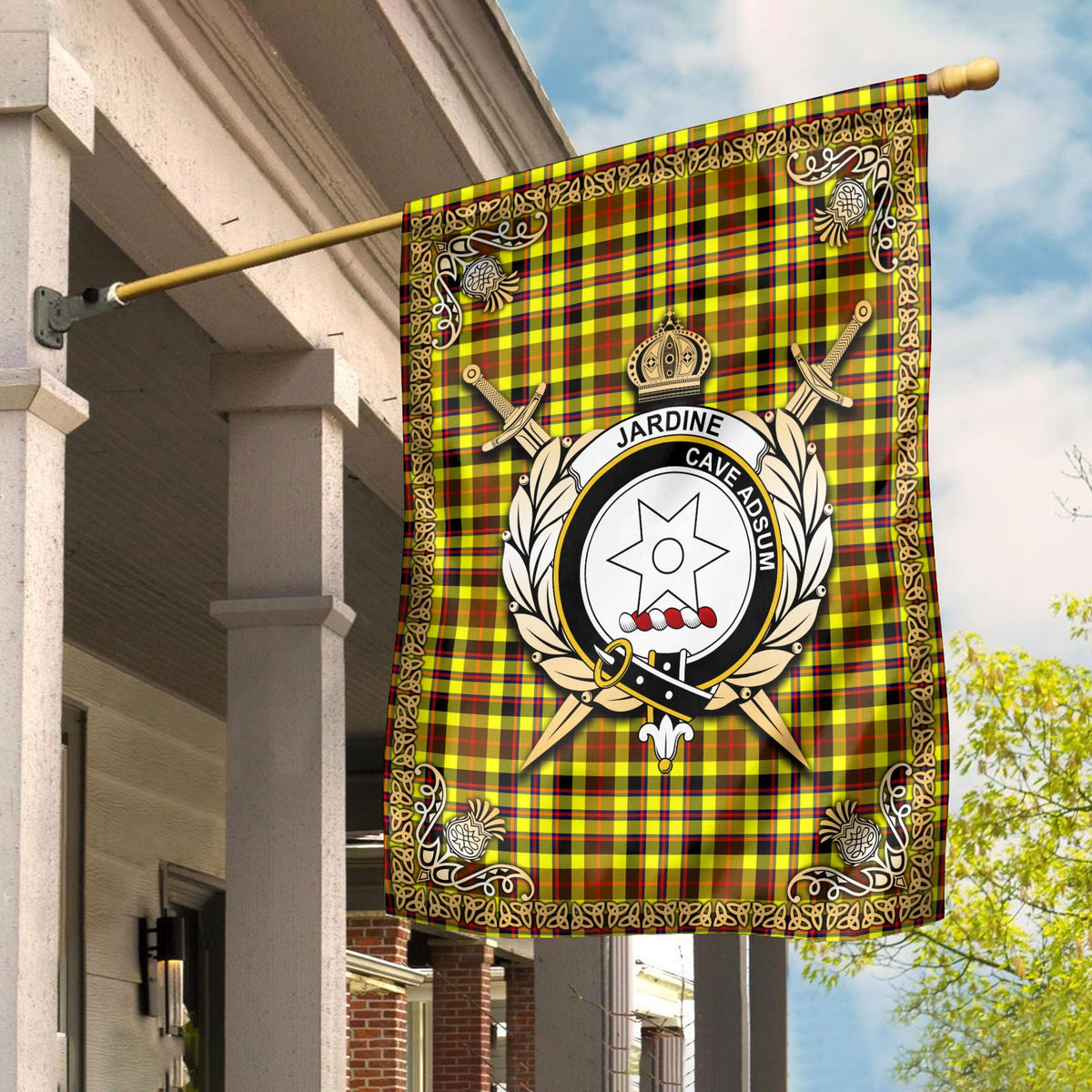 Clan Jardine Tartan Crest Garden Flag  - Celtic Thistle  IS47 Clan Jardine Tartan Today   