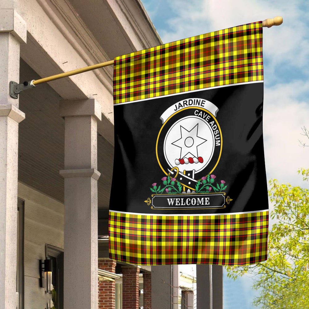 Clan Jardine Tartan Crest Garden Flag  - Welcome  ZS46 Clan Jardine Tartan Today   
