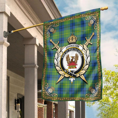 Clan Johnston of Caskieben Ancient Tartan Crest Garden Flag - Celtic Thistle AK21