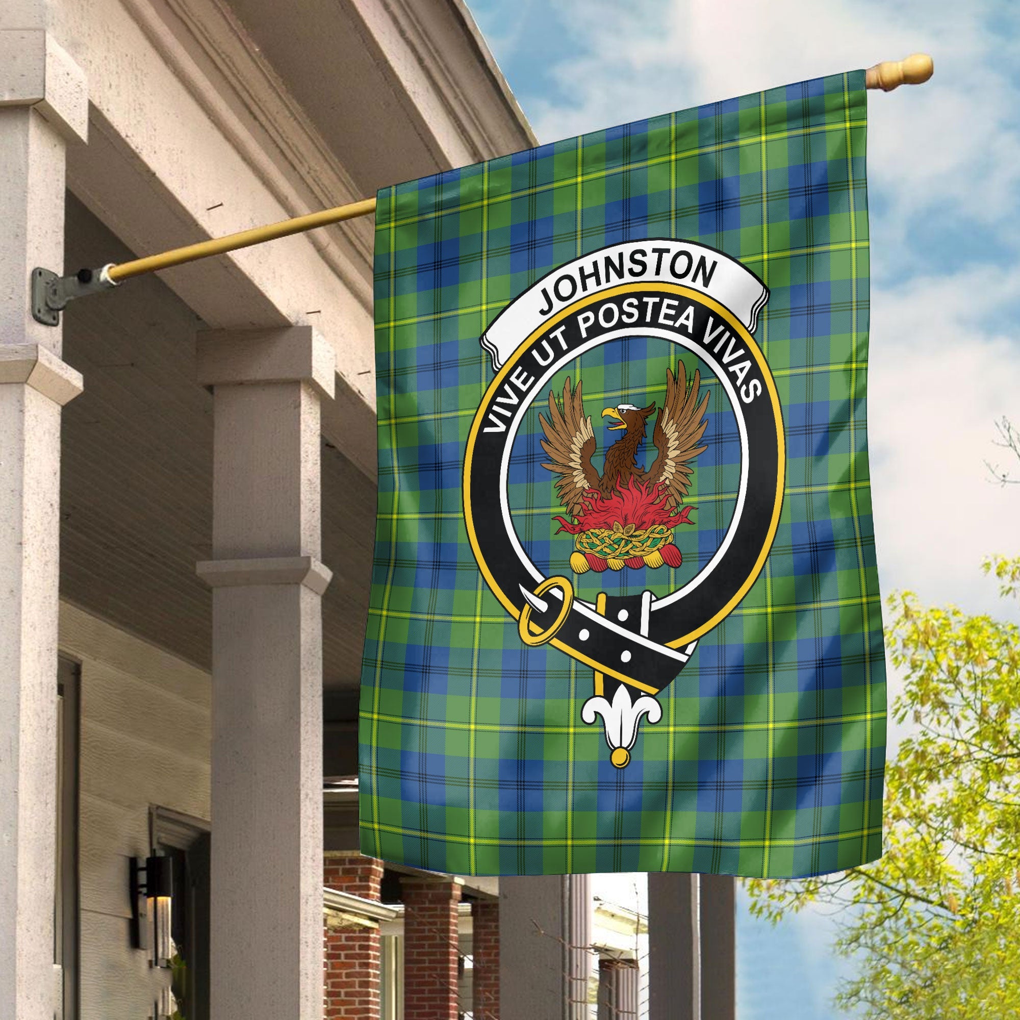 Clan Johnston of Caskieben Ancient Tartan Crest Garden Flag IK69 Clan Johnston Tartan Today   