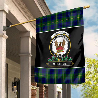 Clan Johnston of Caskieben Modern Tartan Crest Garden Flag - Welcome DE26