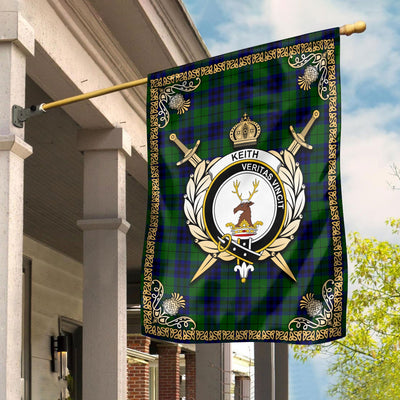 Clan Keith Modern Tartan Crest Garden Flag - Celtic Thistle LT72