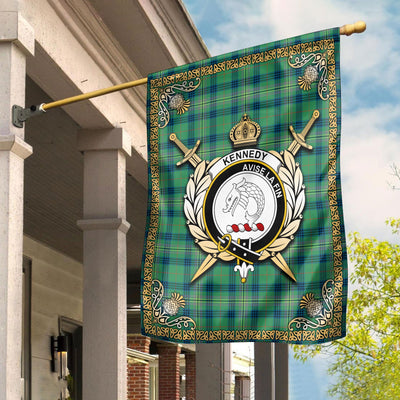 Clan Kennedy Ancient Tartan Crest Garden Flag - Celtic Thistle FS75