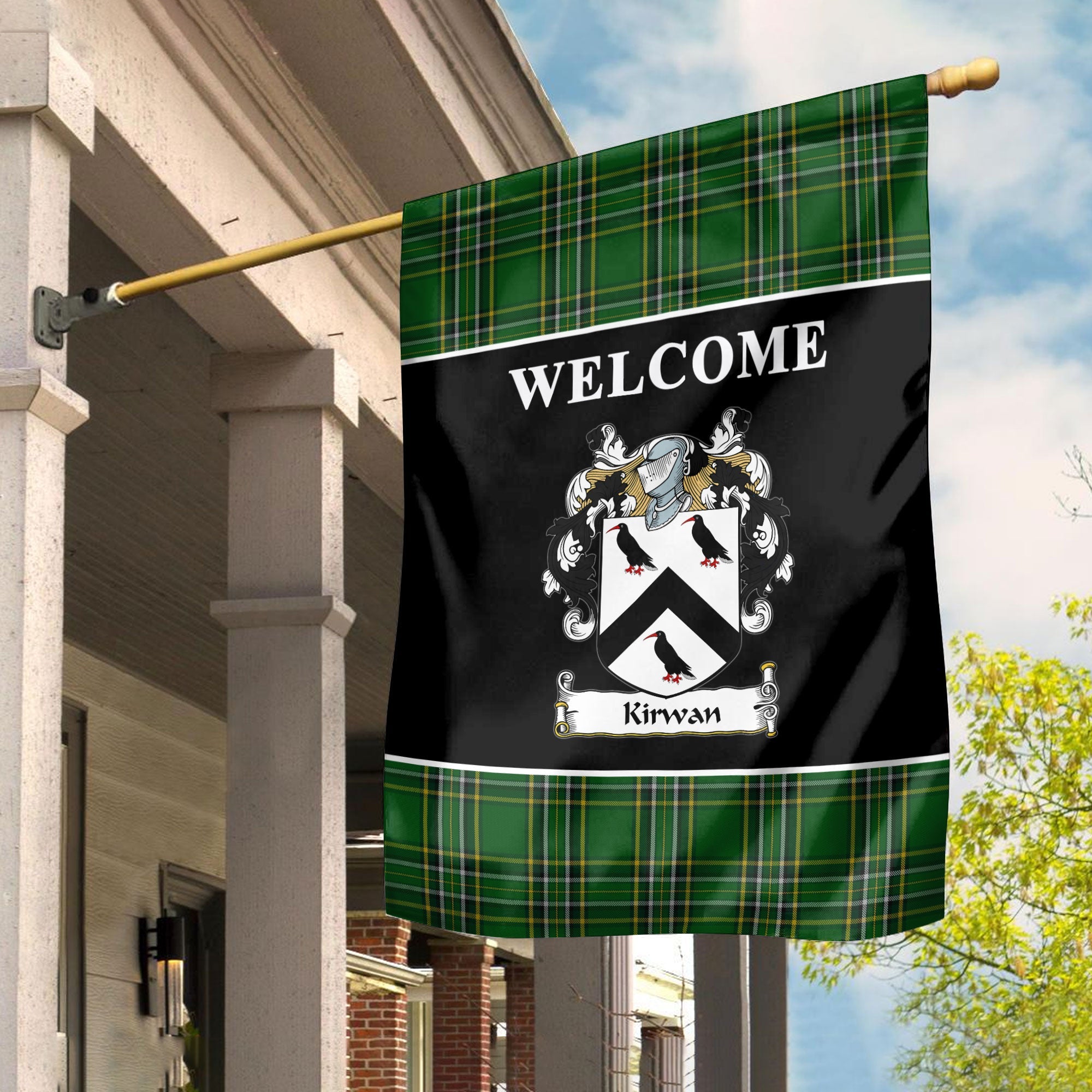 Clan Kirwan Tartan Crest Black Garden Flag KD34 Clan Garden Tartan Today   