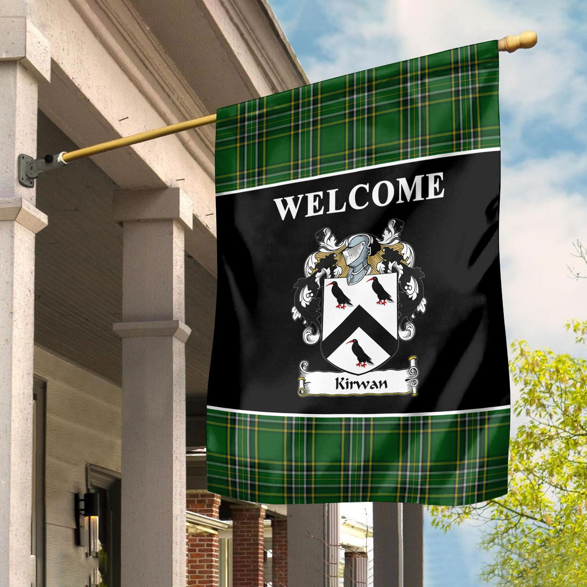 Clan Kirwan Tartan Crest Black Garden Flag KD34 Clan Garden Tartan Today   