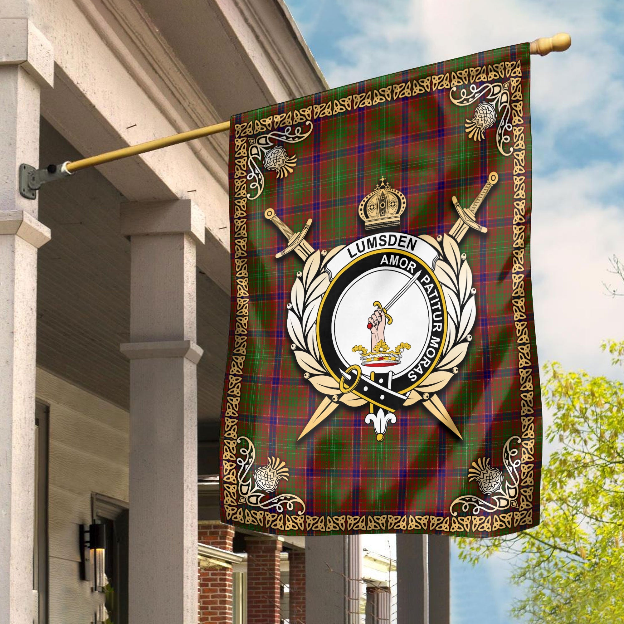 Clan Lumsden Tartan Crest Garden Flag  - Celtic Thistle  UJ80 Clan Lumsden Tartan Today   