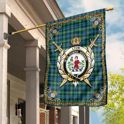 Clan Lyon Tartan Crest Garden Flag - Celtic Thistle