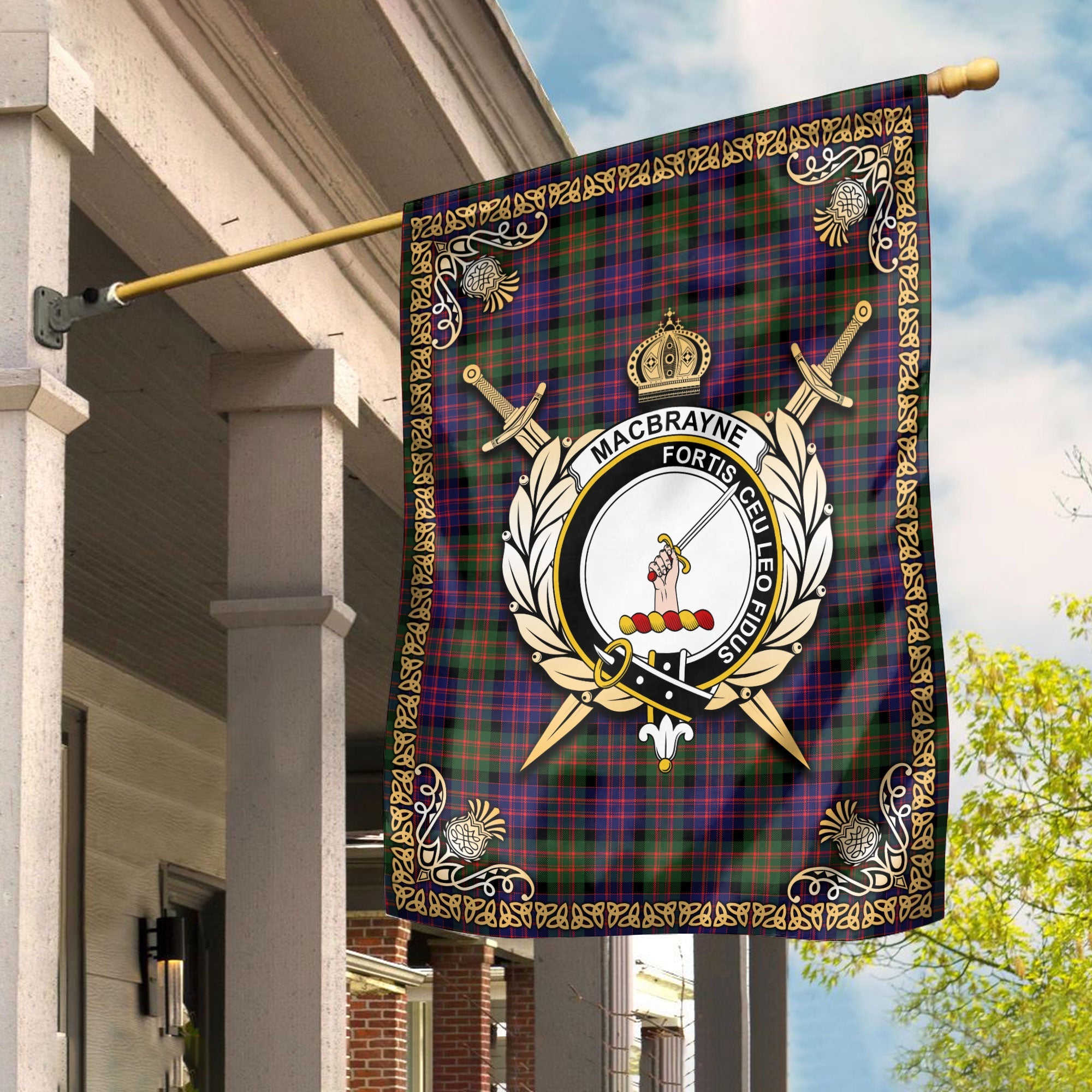 Clan MacBrayne Tartan Crest Garden Flag  - Celtic Thistle  OJ63 Clan Garden Tartan Today   