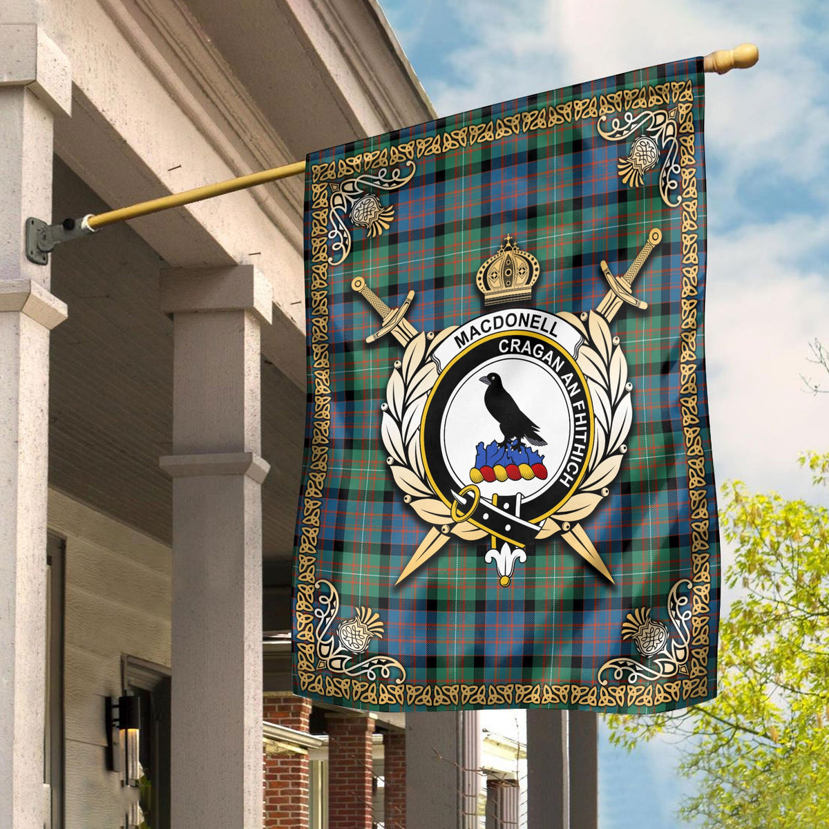 Clan MacDonnell of Glengarry Ancient Tartan Crest Garden Flag  - Celtic Thistle  XM48 Clan Glen Tartan Today   