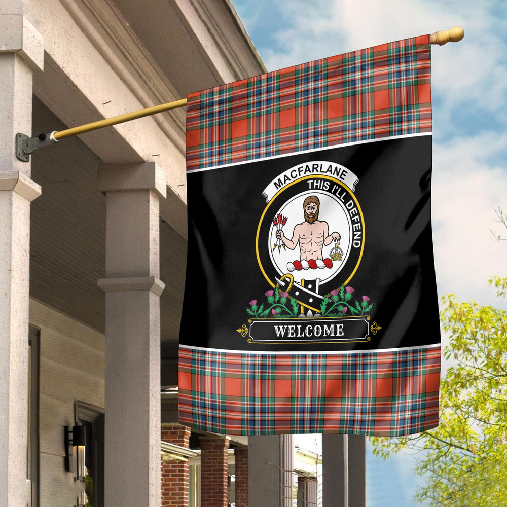 Clan MacFarlane Ancient Tartan Crest Garden Flag  - Welcome  SS31 Clan MacFarlane Tartan Today   