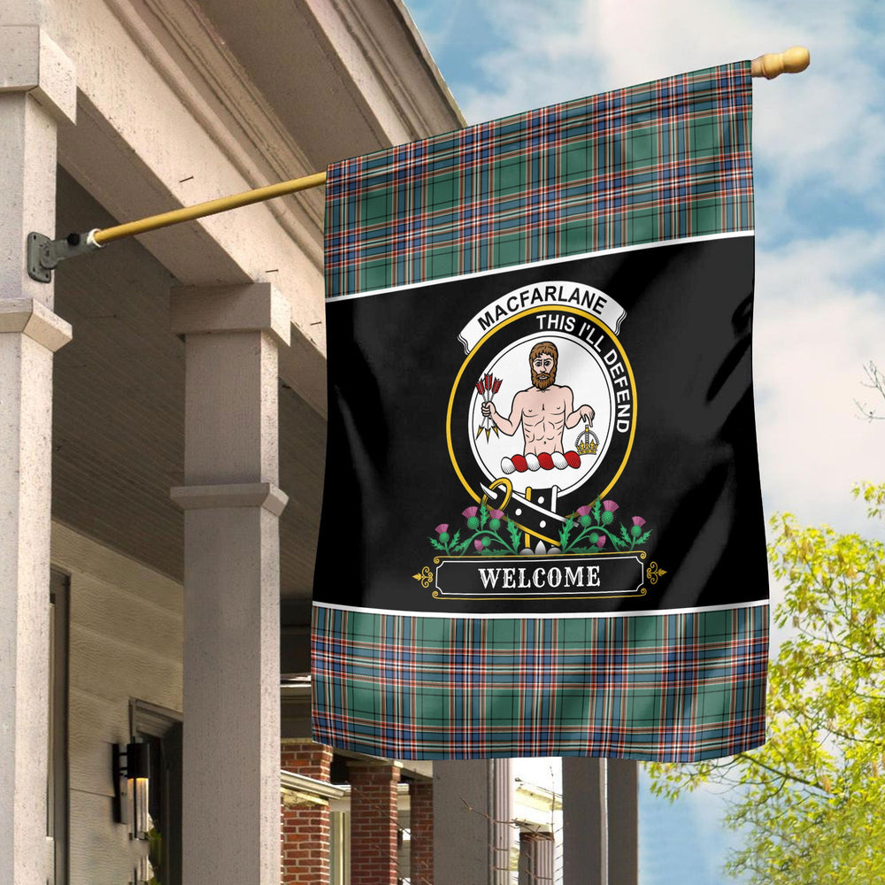Clan MacFarlane Hunting Ancient Tartan Crest Garden Flag  - Welcome  SA53 Clan MacFarlane Tartan Today   