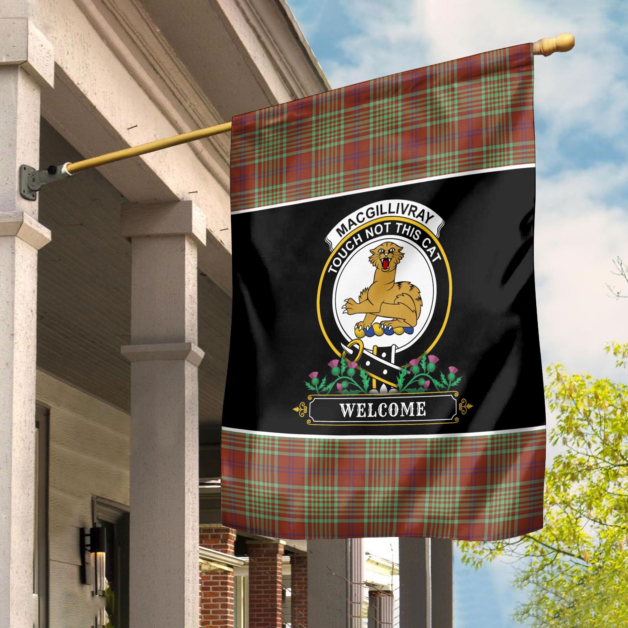 Clan MacGillivray Hunting Ancient Tartan Crest Garden Flag  - Welcome  QS21 Clan MacGillivray Tartan Today   