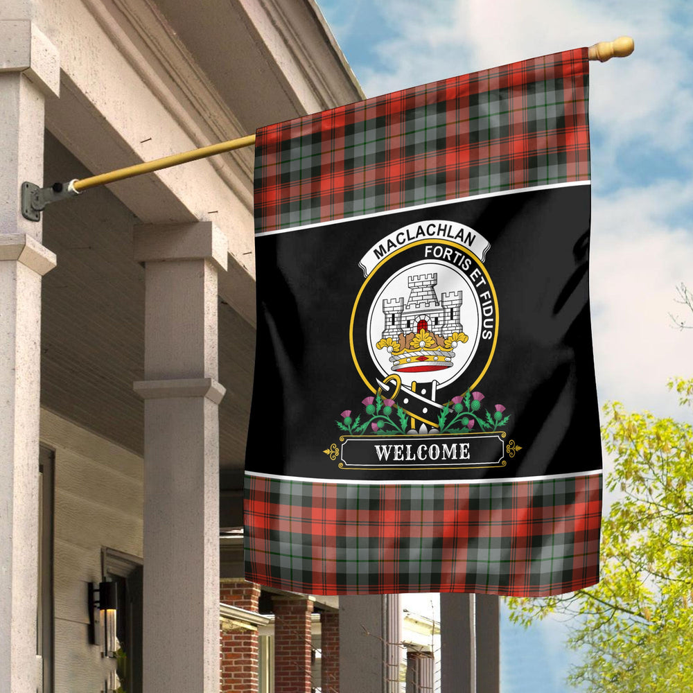 Clan MacLachlan Weathered Tartan Crest Garden Flag  - Welcome  JG57 Clan Garden Tartan Today   