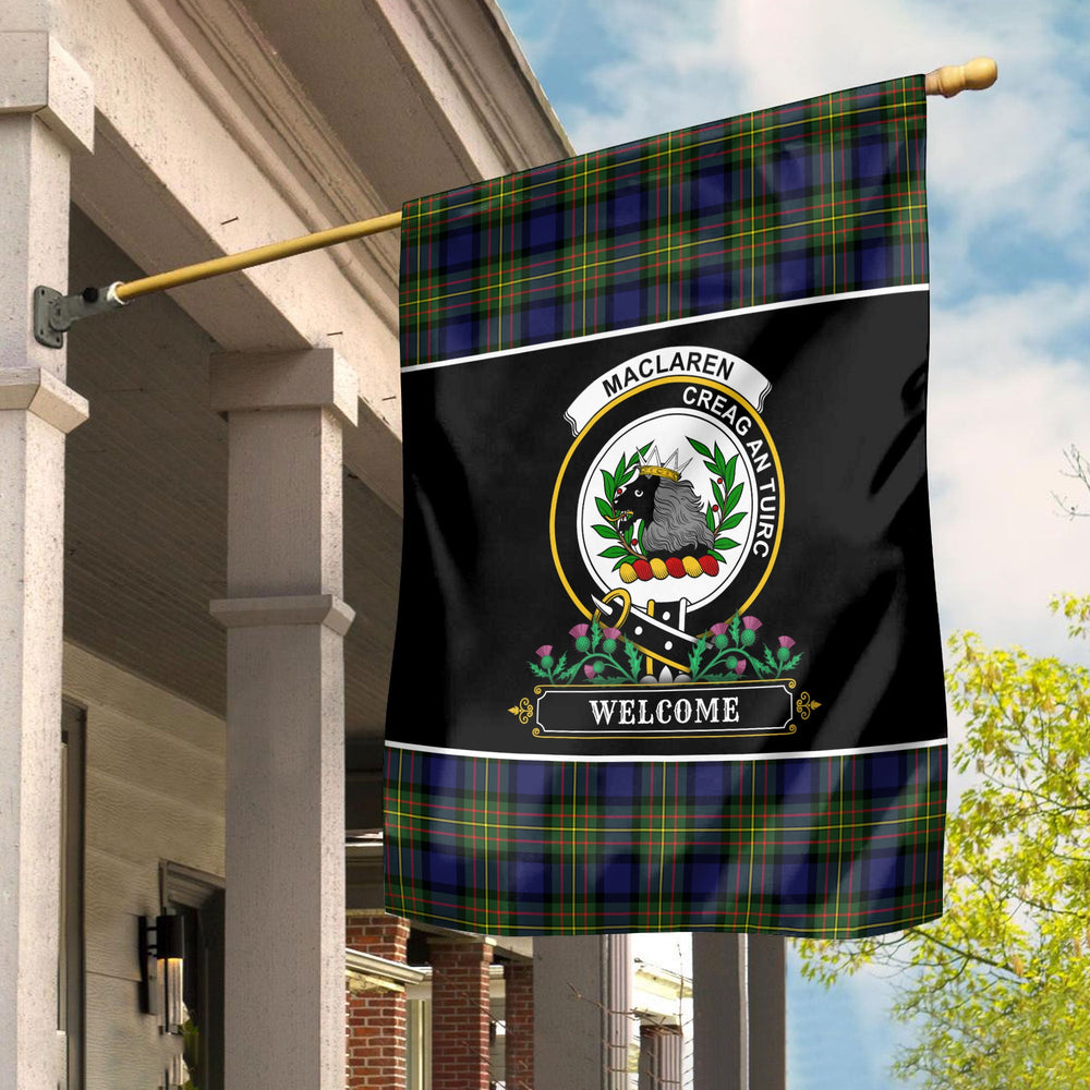 Clan MacLaren Modern Tartan Crest Garden Flag  - Welcome  GA75 Clan Garden Tartan Today   