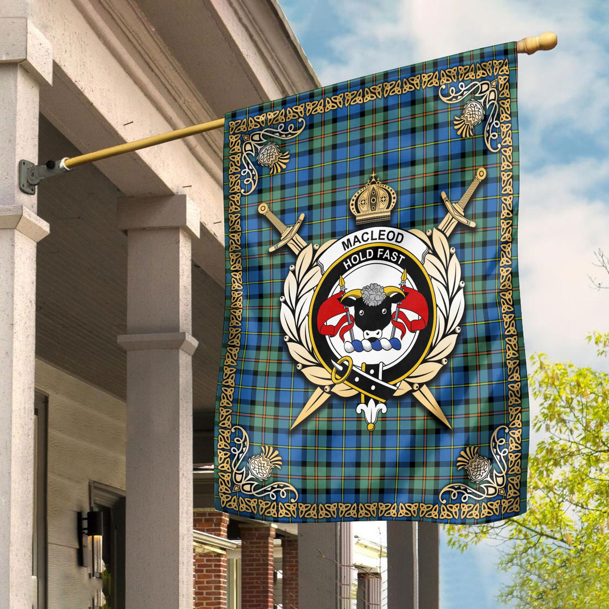 Clan MacLeod of Harris Ancient Tartan Crest Garden Flag  - Celtic Thistle  FM15 Clan Garden Tartan Today   