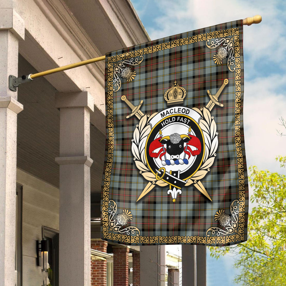 Clan MacLeod of Harris Weathered Tartan Crest Garden Flag  - Celtic Thistle  LI80 Clan Garden Tartan Today   