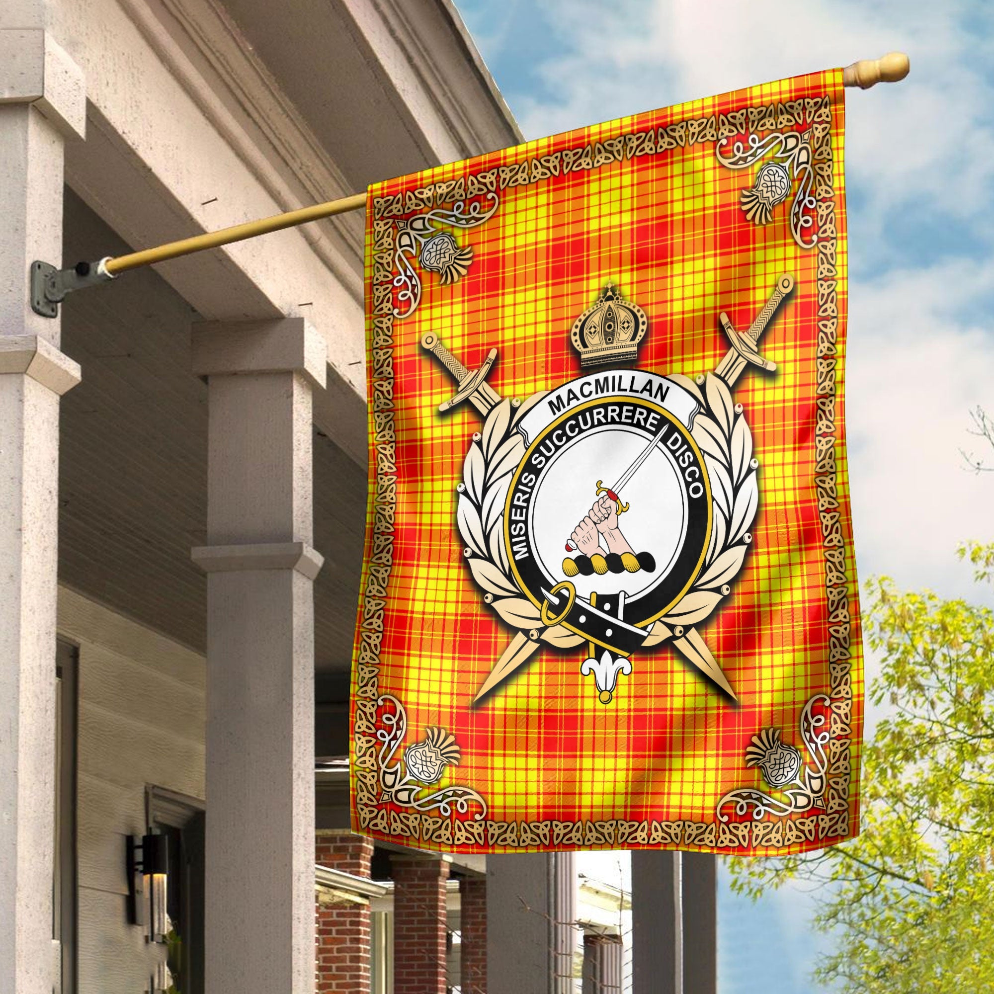 Clan MacMillan Tartan Crest Garden Flag  - Celtic Thistle  XS89 Clan MacMillan Tartan Today   