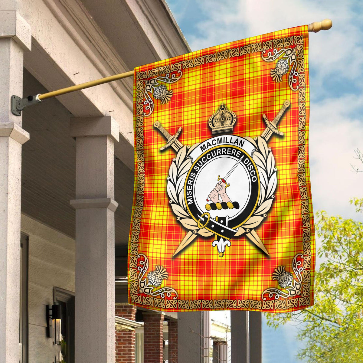 Clan MacMillan Tartan Crest Garden Flag  - Celtic Thistle  XS89 Clan MacMillan Tartan Today   