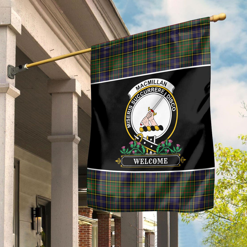 Clan MacMillan Hunting Modern Tartan Crest Garden Flag  - Welcome  IP62 Clan MacMillan Tartan Today   