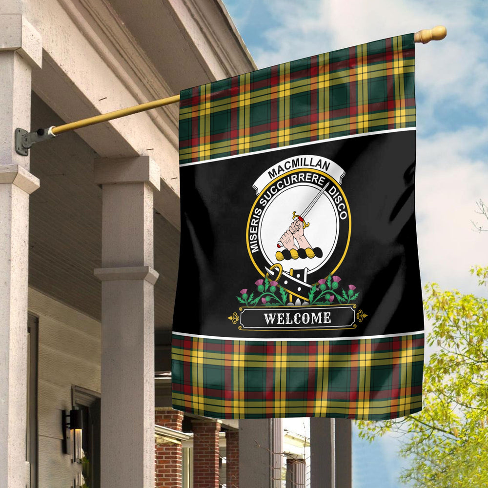 Clan MacMillan Old Modern Tartan Crest Garden Flag  - Welcome  UY38 Clan MacMillan Tartan Today   