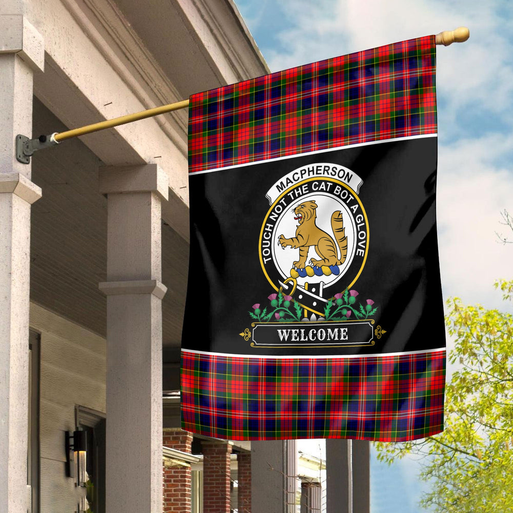Clan MacPherson Modern Tartan Crest Garden Flag  - Welcome  AF10 Clan MacPherson Tartan Today   