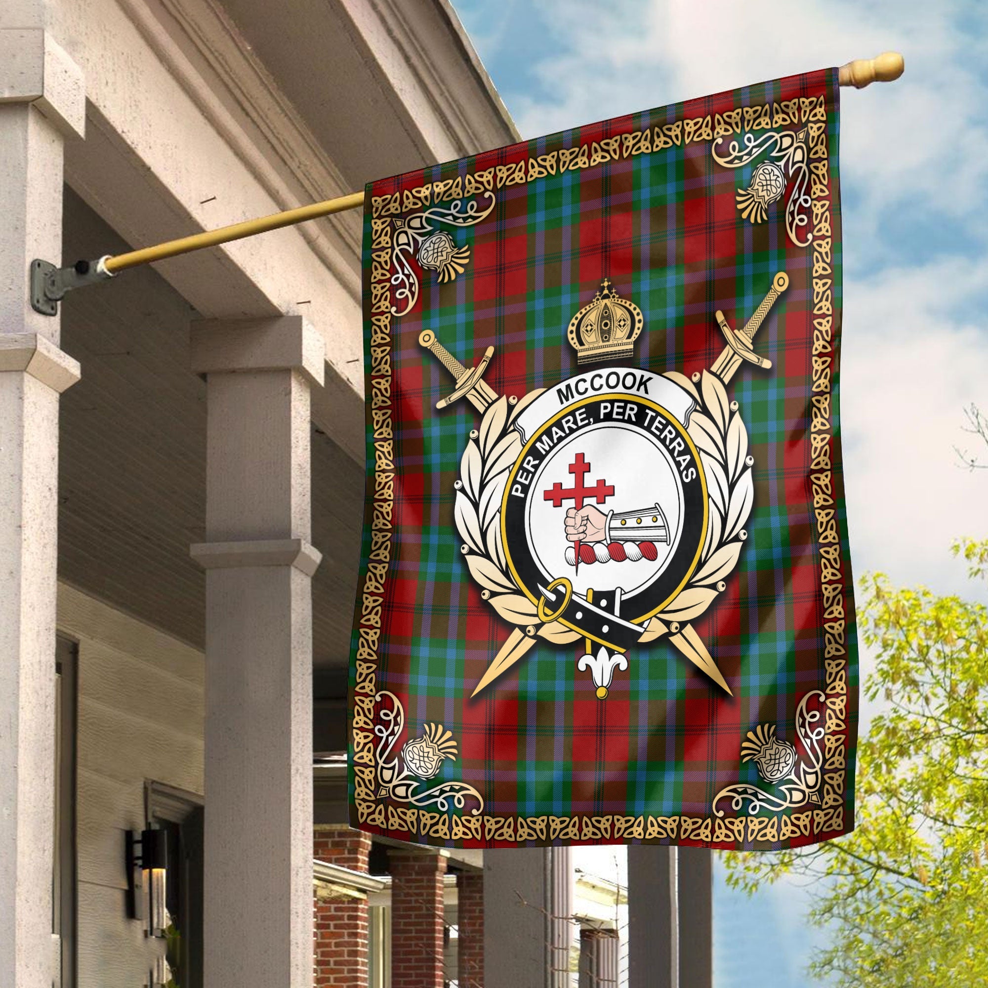 Clan McCook Tartan Crest Garden Flag  - Celtic Thistle  CS98 Clan Garden Tartan Today   