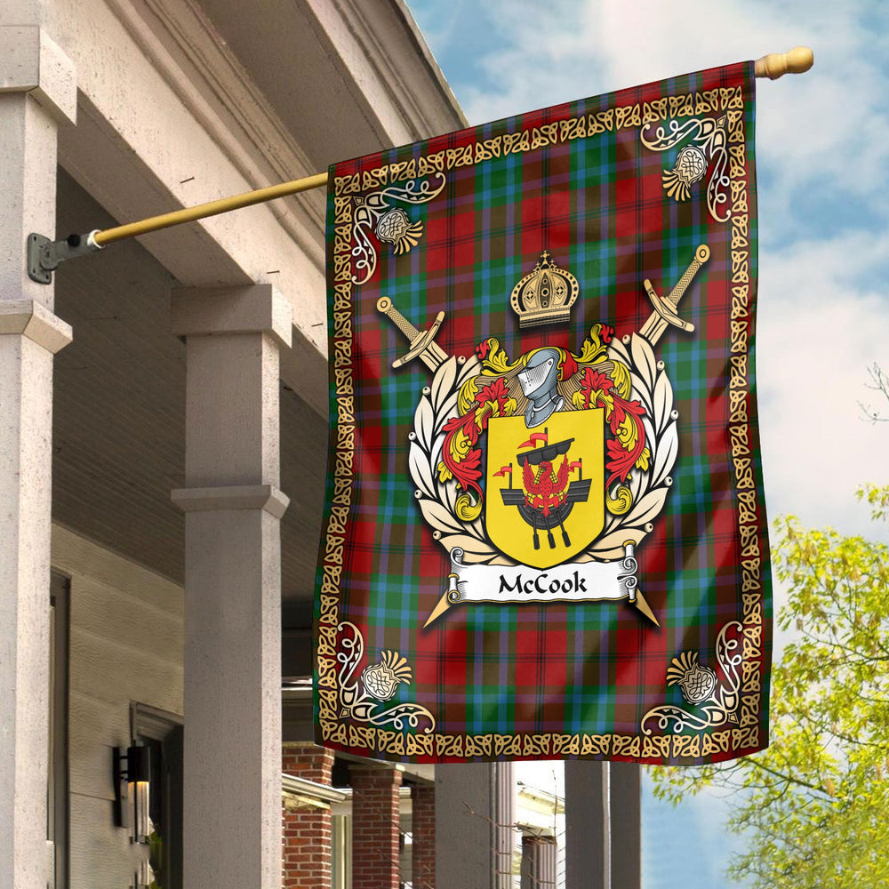 Clan McCook Tartan Coat Of Arms Garden Flag  - Celtic Thistle  AP39 Clan Garden Tartan Today   