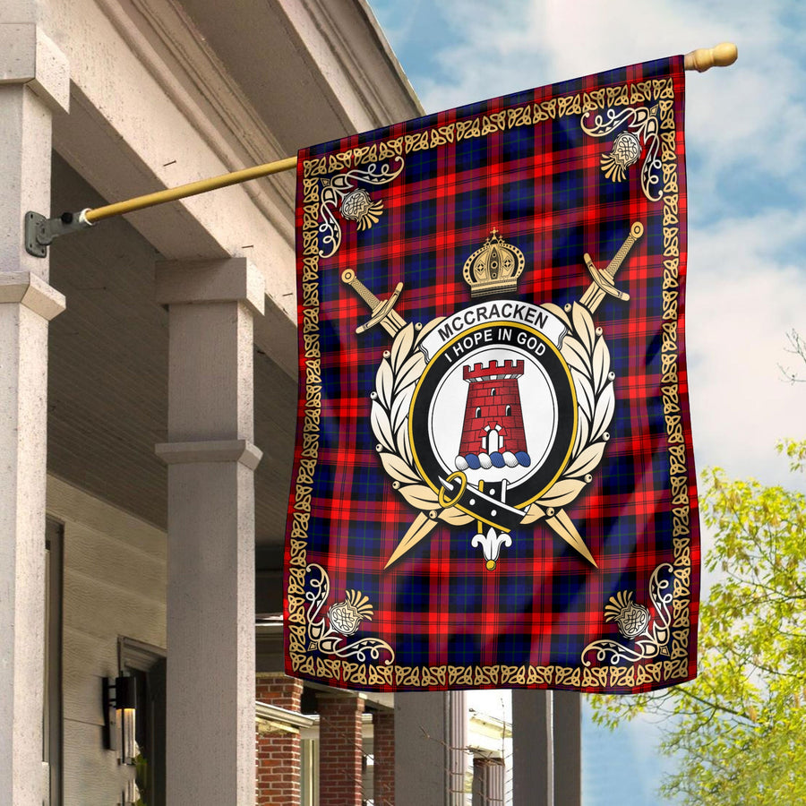 Clan McCracken Tartan Crest Garden Flag  - Celtic Thistle  IG40 Clan Garden Tartan Today   